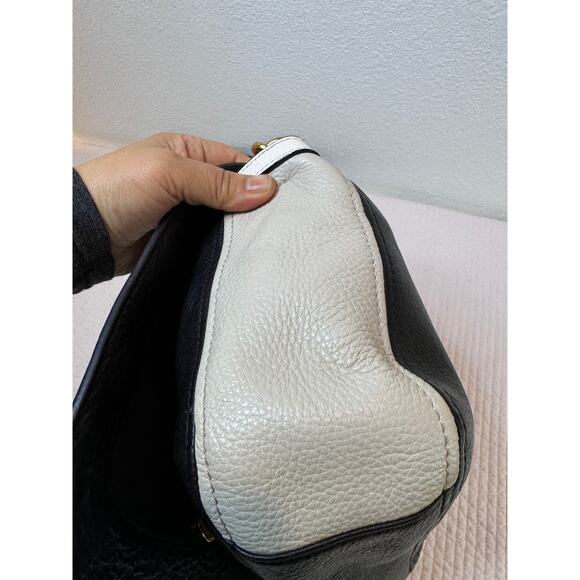 Marc by Marc Jacobs Workwear Leather Crossbody Bag Black White Gold Logo - Picture 7 of 9